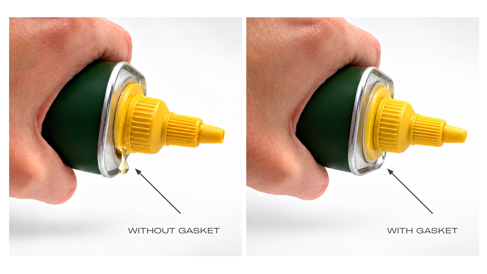 Leak-proof 3D printed gasket for an olive oil bottle